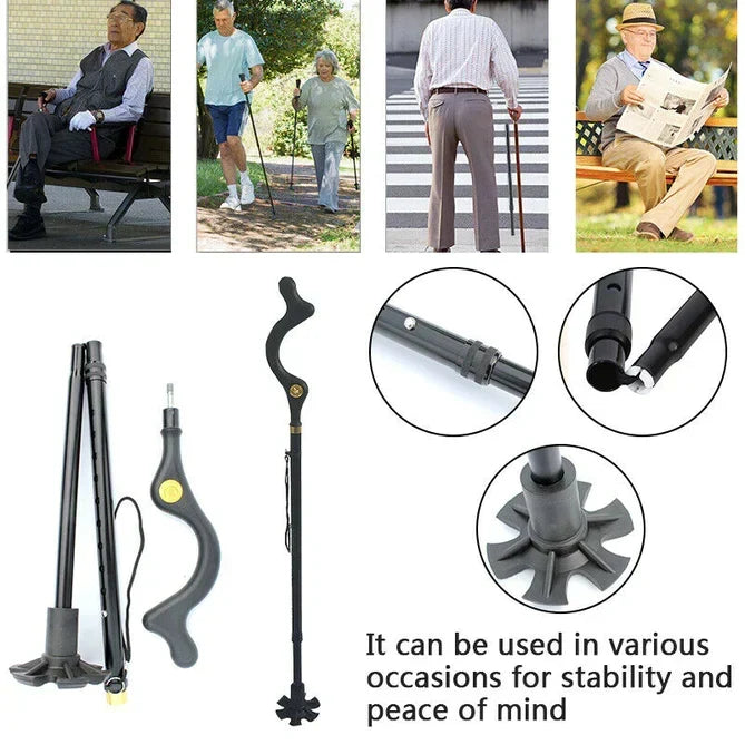Walking Stick Adjustable 12 Heights Rotating Tip
