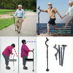 Walking Stick Adjustable 12 Heights Rotating Tip