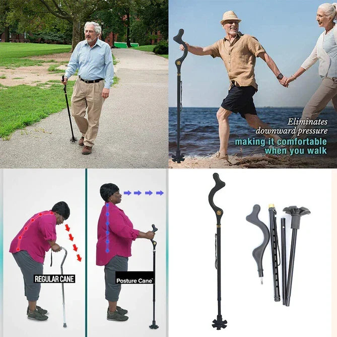 Walking Stick Adjustable 12 Heights Rotating Tip