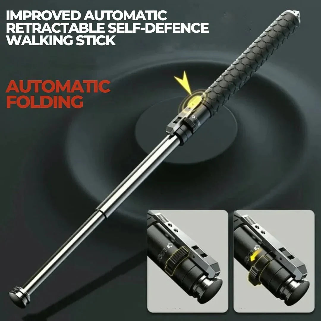 Walking Stick Automatic Unfolding Aluminum Non-Slip Handle