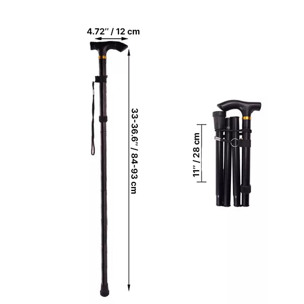 Walking Stick Telescopic Foldable Aluminum Non-Slip Tip