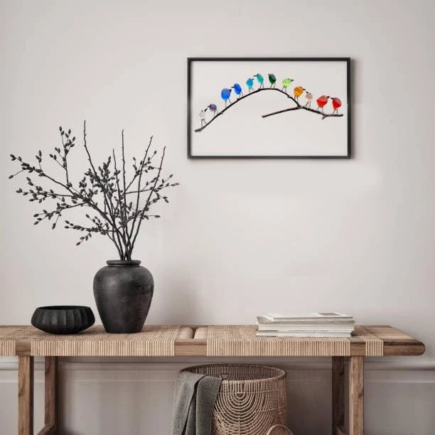 Wall Art Handmade Rainbow Sea Glass On Driftwood