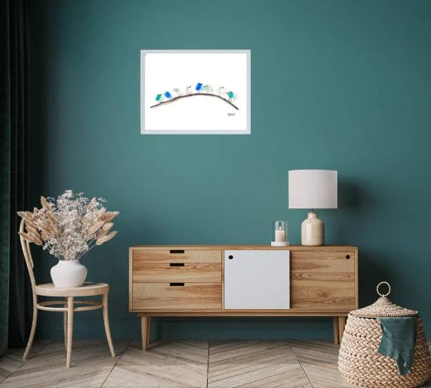 Wall Art Handmade Rainbow Sea Glass On Driftwood
