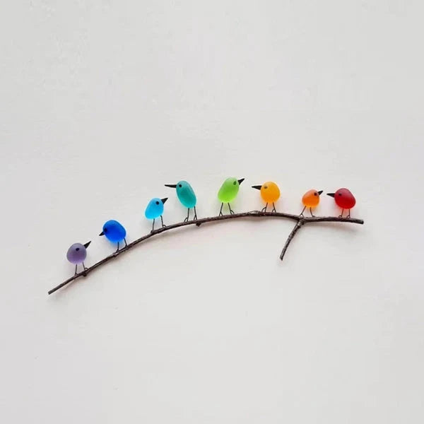 Wall Art Handmade Rainbow Sea Glass On Driftwood