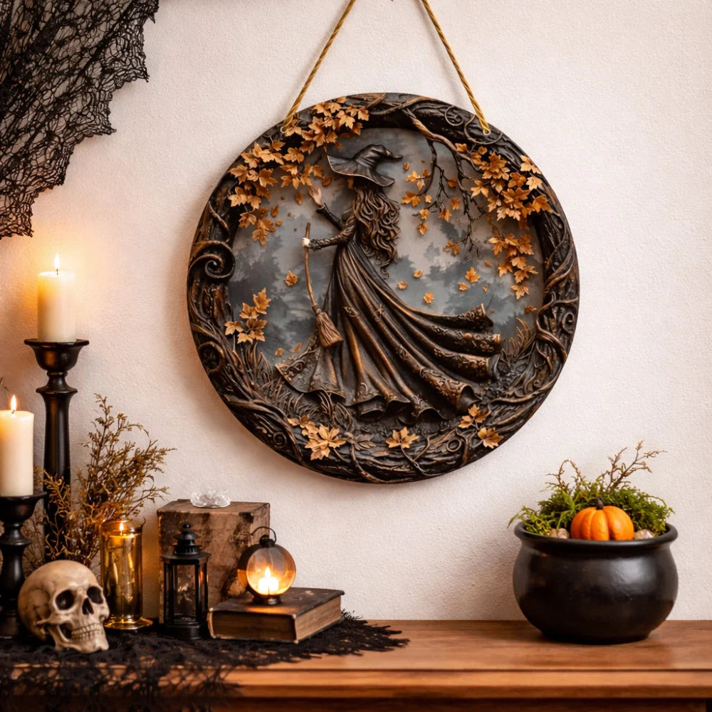 Wall Art Layered Witch 12 Inch Wood Coated Finish