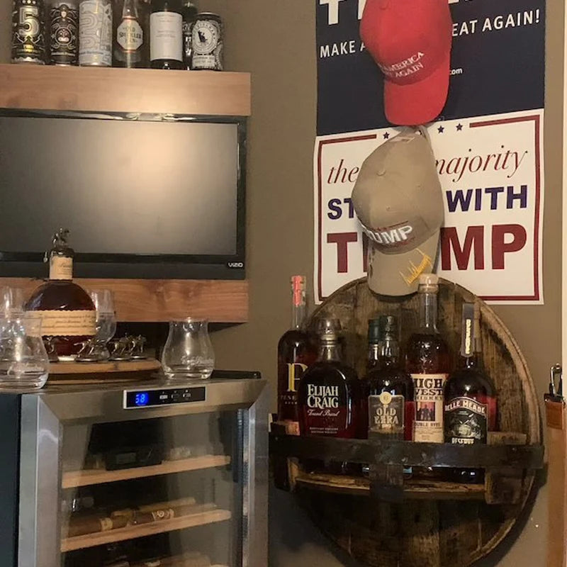 Wall Bottle Rack Vintage Wood Finish 7-Bottle Capacity