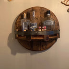 Wall Bottle Rack Vintage Wood Finish 7-Bottle Capacity