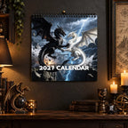 Wall Calendar 2027 Dragon Art Spiral-Bound Hanging Design