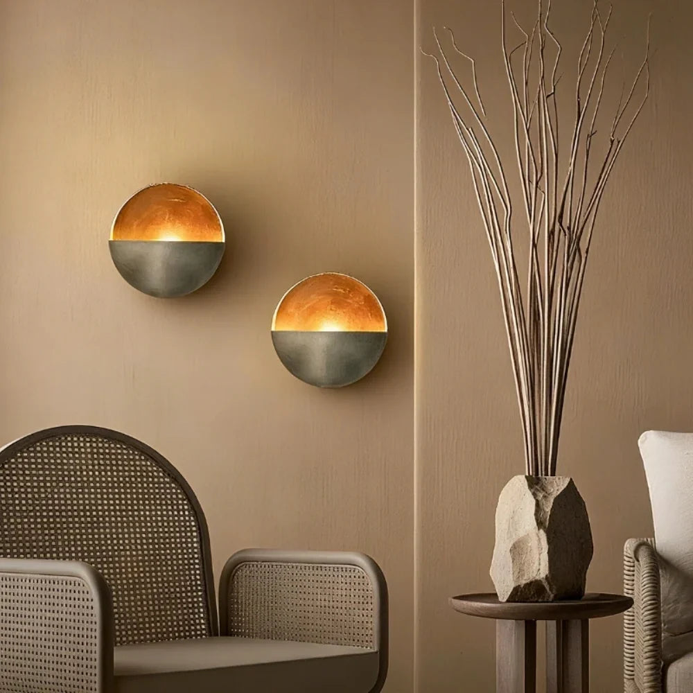 Wall Candle Holder Sculptural Eclipse Golden Interior