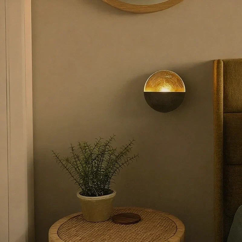 Wall Candle Holder Sculptural Eclipse Golden Interior