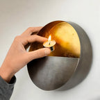 Wall Candle Holder Sculptural Eclipse Golden Interior