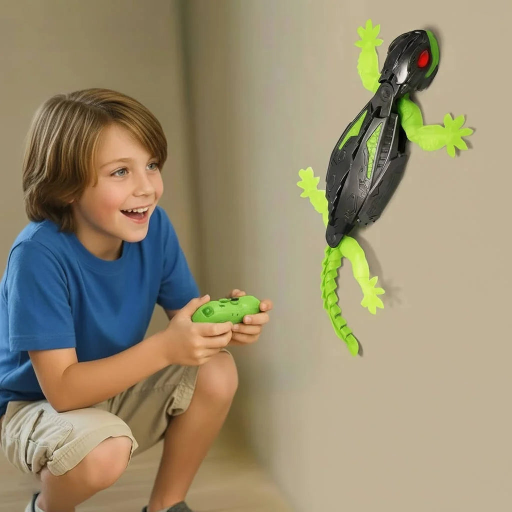 Wall-Climbing Lizard Toy Remote Control USB Rechargeable LED Eyes