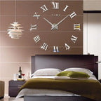 Wall Clock 3D Acrylic Roman Numerals Self Adhesive Metal Hands