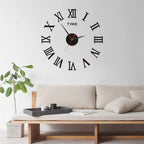 Wall Clock 3D Acrylic Roman Numerals Self Adhesive Metal Hands