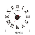 Wall Clock 3D Acrylic Roman Numerals Self Adhesive Metal Hands