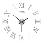 Wall Clock 3D Acrylic Roman Numerals Self Adhesive Metal Hands