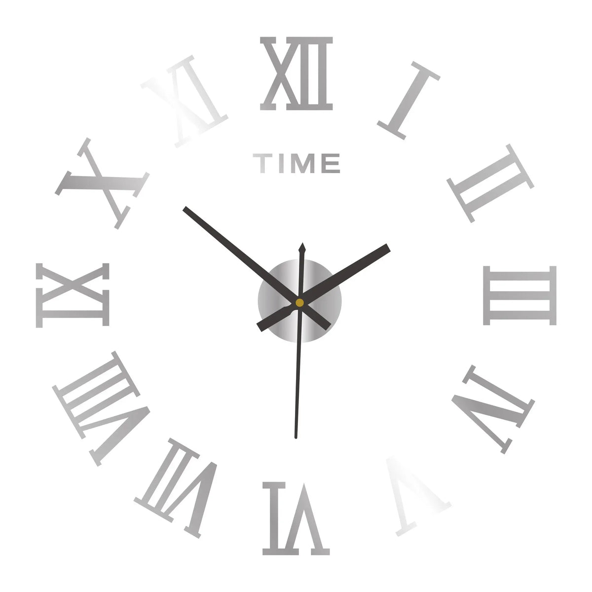 Wall Clock 3D Acrylic Roman Numerals Self Adhesive Metal Hands