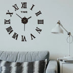 Wall Clock 3D Acrylic Roman Numerals Self Adhesive Metal Hands