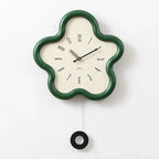 Wall Clock 3D Floral Silent Pendulum