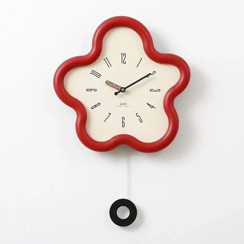 Wall Clock 3D Floral Silent Pendulum