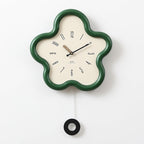 Wall Clock 3D Floral Silent Sweep Pendulum 39 cm