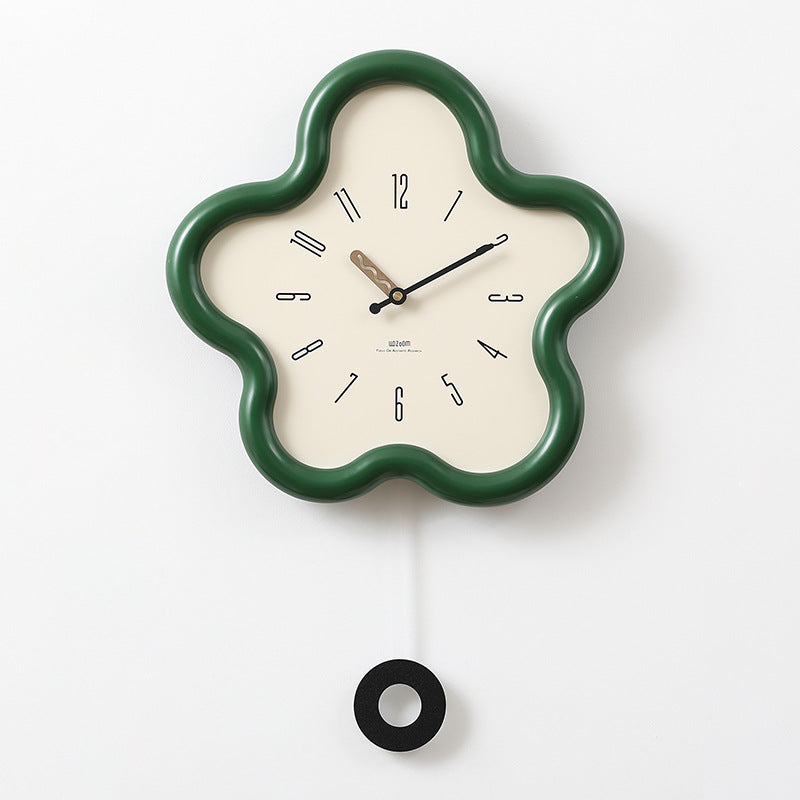 Wall Clock 3D Floral Silent Sweep Pendulum 39 cm