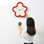 Wall Clock 3D Floral Silent Sweep Pendulum 39 cm