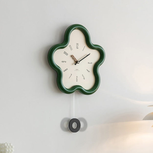 Wall Clock 3D Floral Silent Sweep Pendulum 39 cm