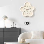 Wall Clock 3D Floral Silent Sweep Pendulum 39 cm