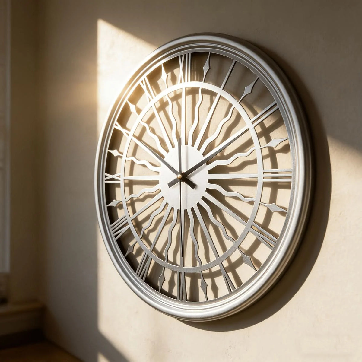 Wall Clock 3D Iron Frame Silent Non-Ticking