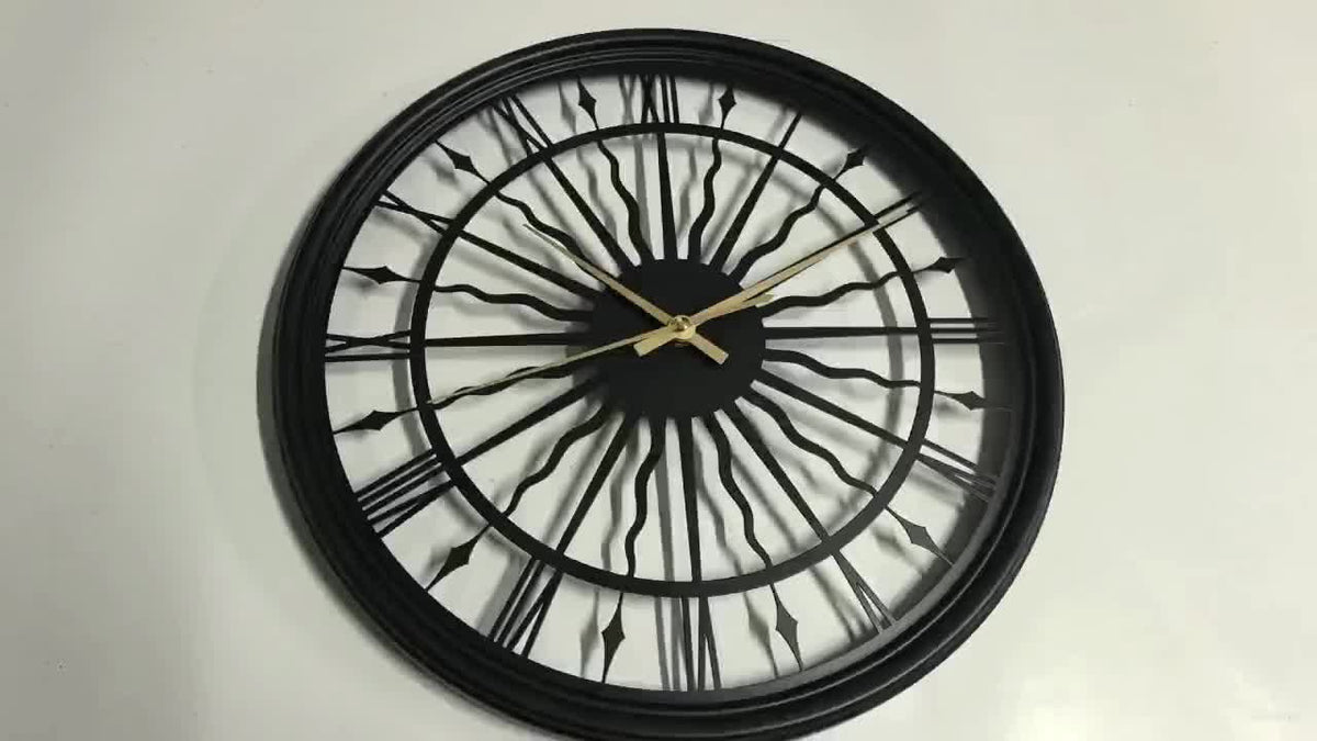 Wall Clock 3D Iron Frame Silent Non-Ticking