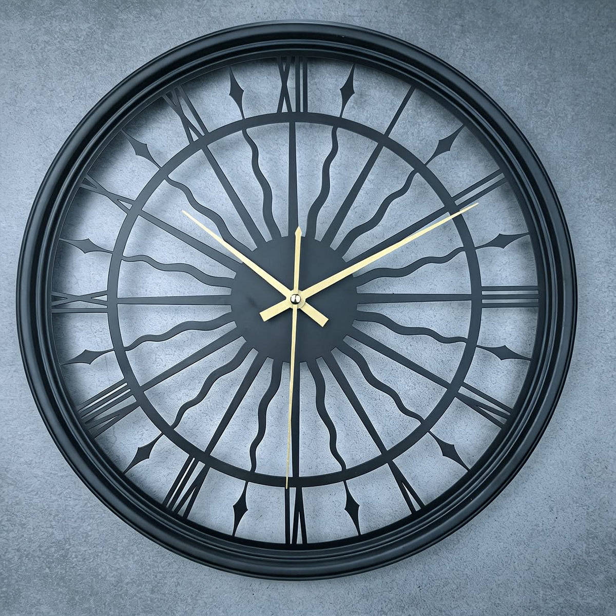 Wall Clock 3D Iron Frame Silent Non-Ticking