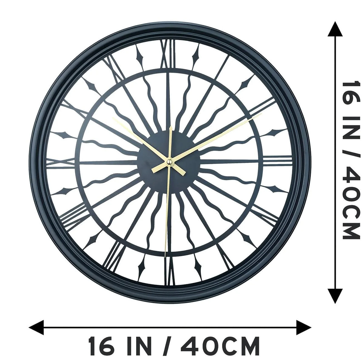 Wall Clock 3D Iron Frame Silent Non-Ticking