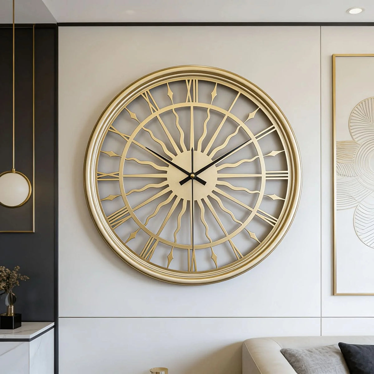 Wall Clock 3D Iron Frame Silent Non-Ticking