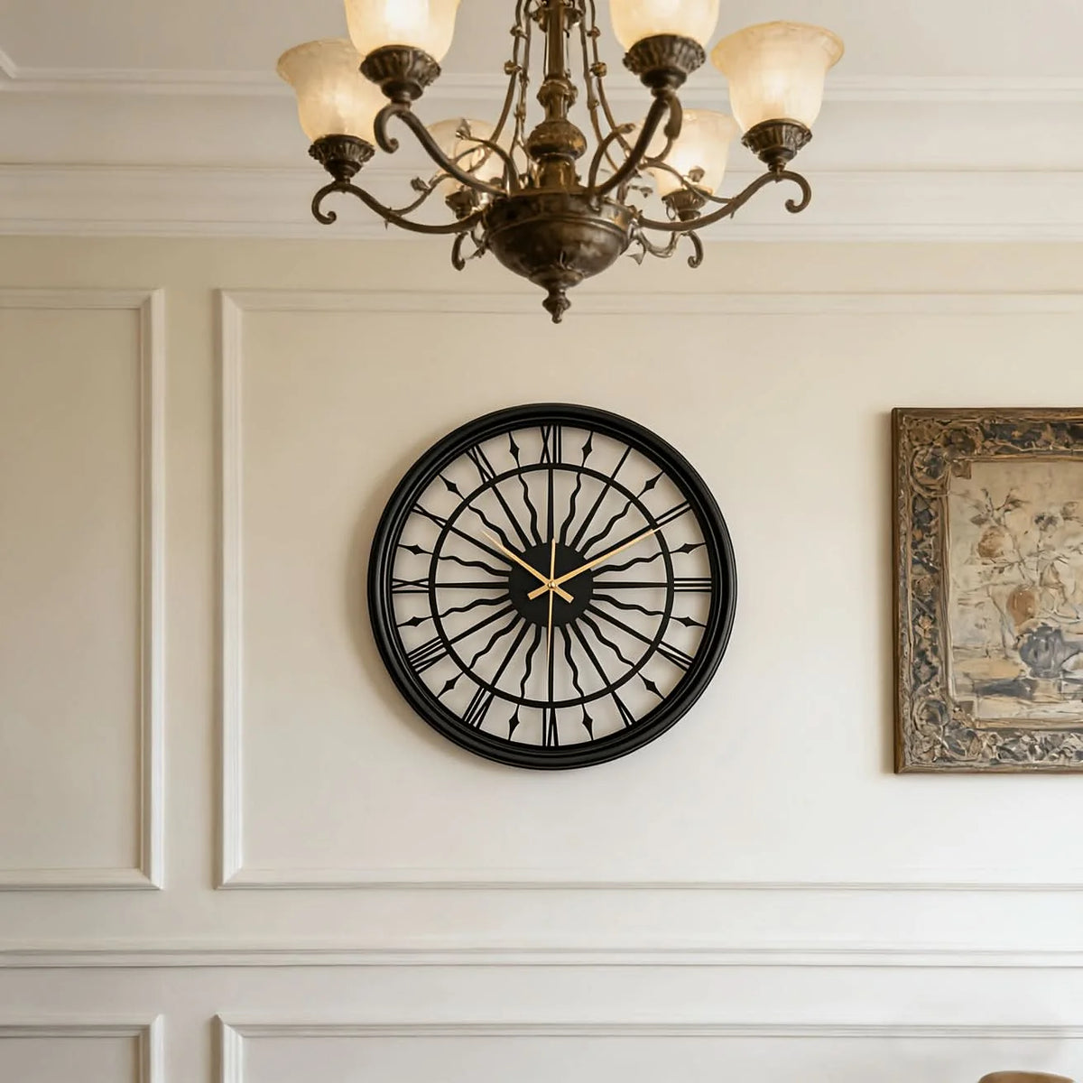 Wall Clock 3D Iron Frame Silent Non-Ticking