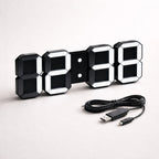 Wall Clock 3D LED Dimmable Night Mode USB Powered