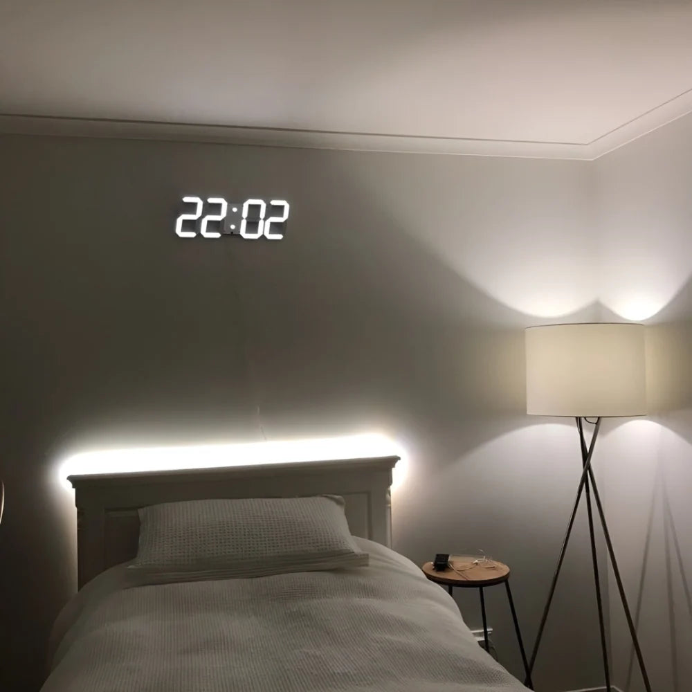 Wall Clock 3D LED Dimmable Night Mode USB Powered