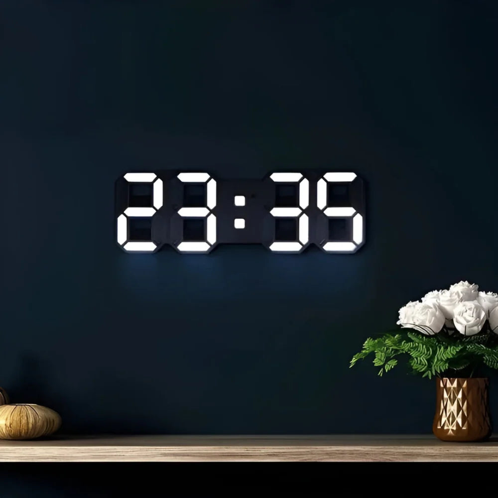Wall Clock 3D LED Dimmable Night Mode USB Powered
