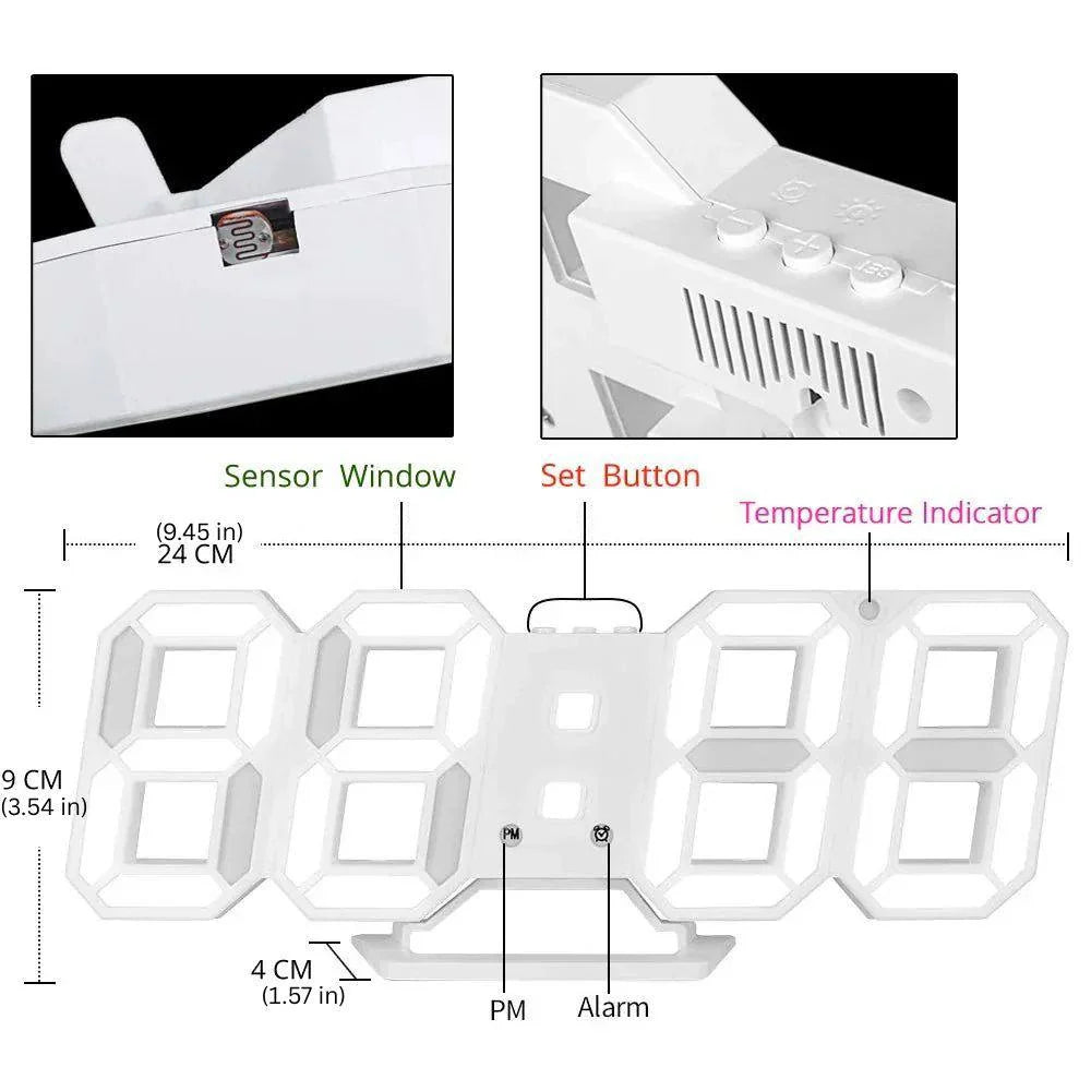 Wall Clock 3D LED Dimmable USB Powered