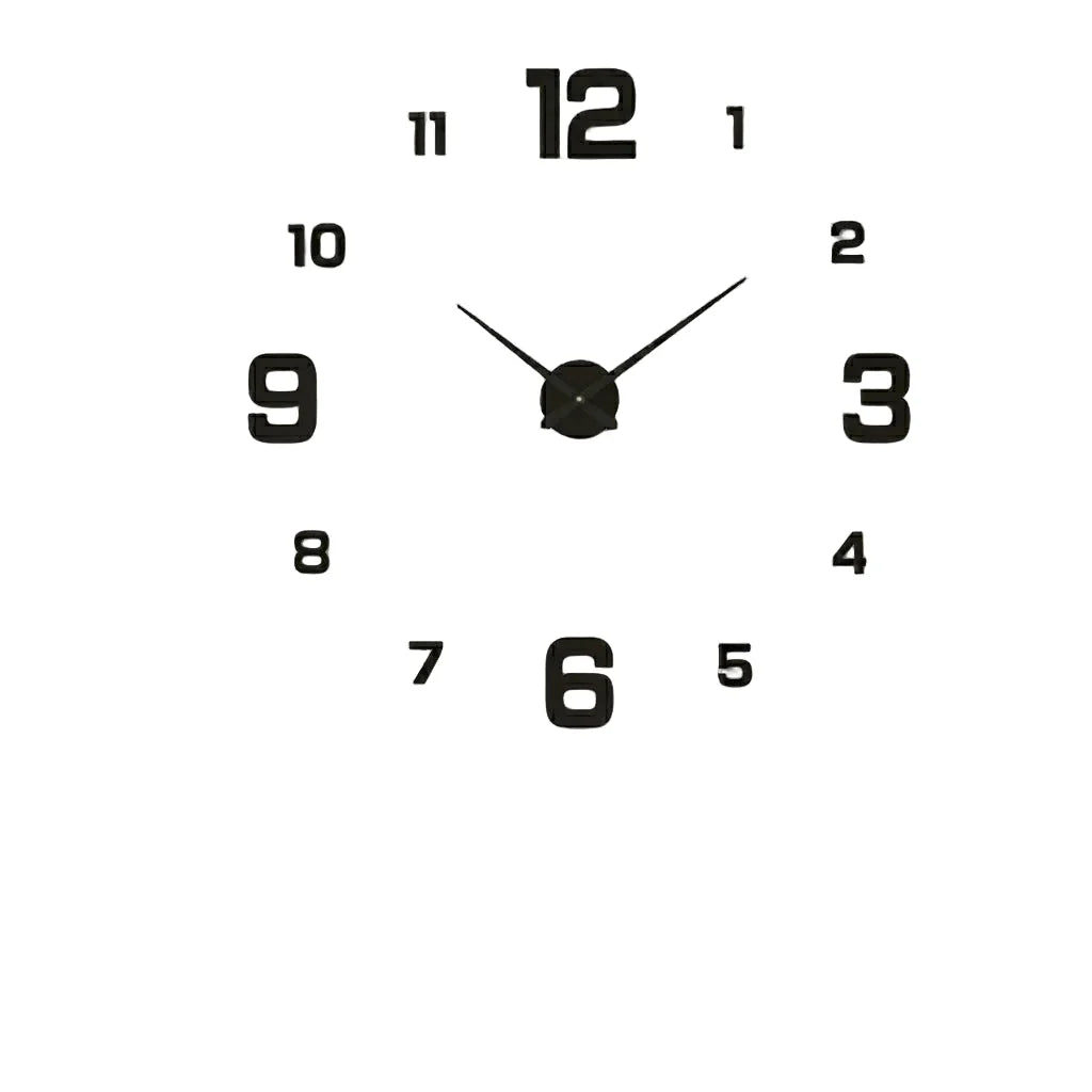Wall Clock 3D Numbers Silent Movement Easy Installation