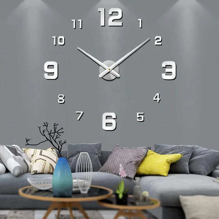 Wall Clock 3D Numbers Silent Movement Easy Installation