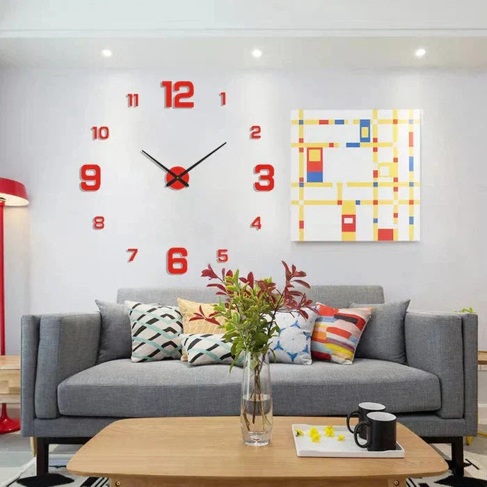 Wall Clock 3D Numbers Silent Movement Easy Installation