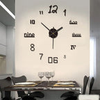 Wall Clock 3D Numbers Silent Movement Easy Installation