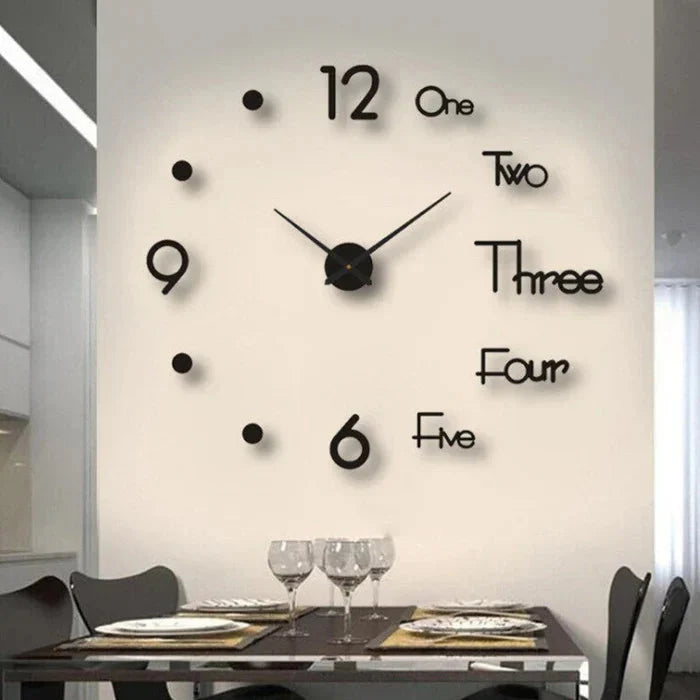 Wall Clock 3D Numbers Silent Movement Easy Installation