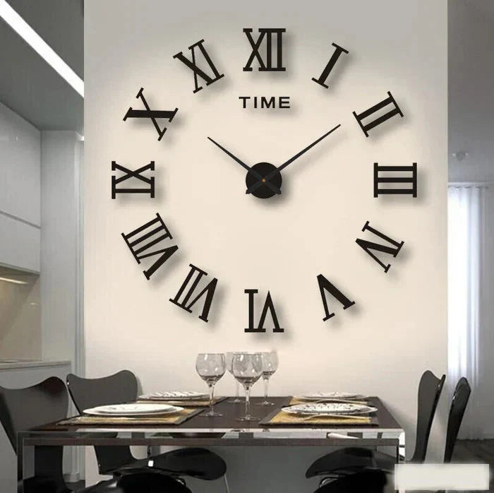 Wall Clock 3D Numbers Silent Movement Easy Installation
