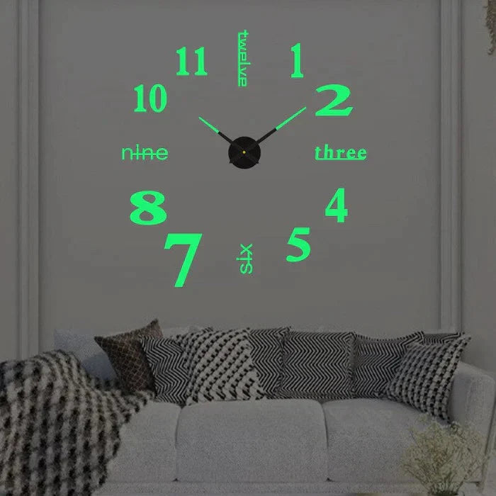 Wall Clock 3D Numbers Silent Movement Easy Installation