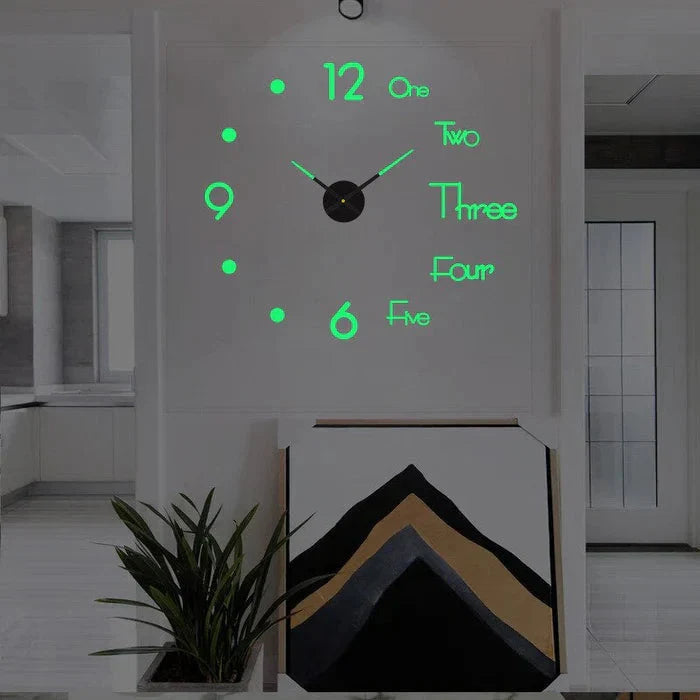 Wall Clock 3D Numbers Silent Movement Easy Installation