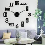 Wall Clock Adjustable Size Silent Quartz 3D Acrylic Self-Adhesive