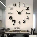Wall Clock Adjustable Size Silent Quartz 3D Acrylic Self-Adhesive