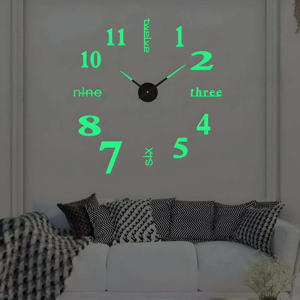 Wall Clock Adjustable Size Silent Quartz 3D Acrylic Self-Adhesive
